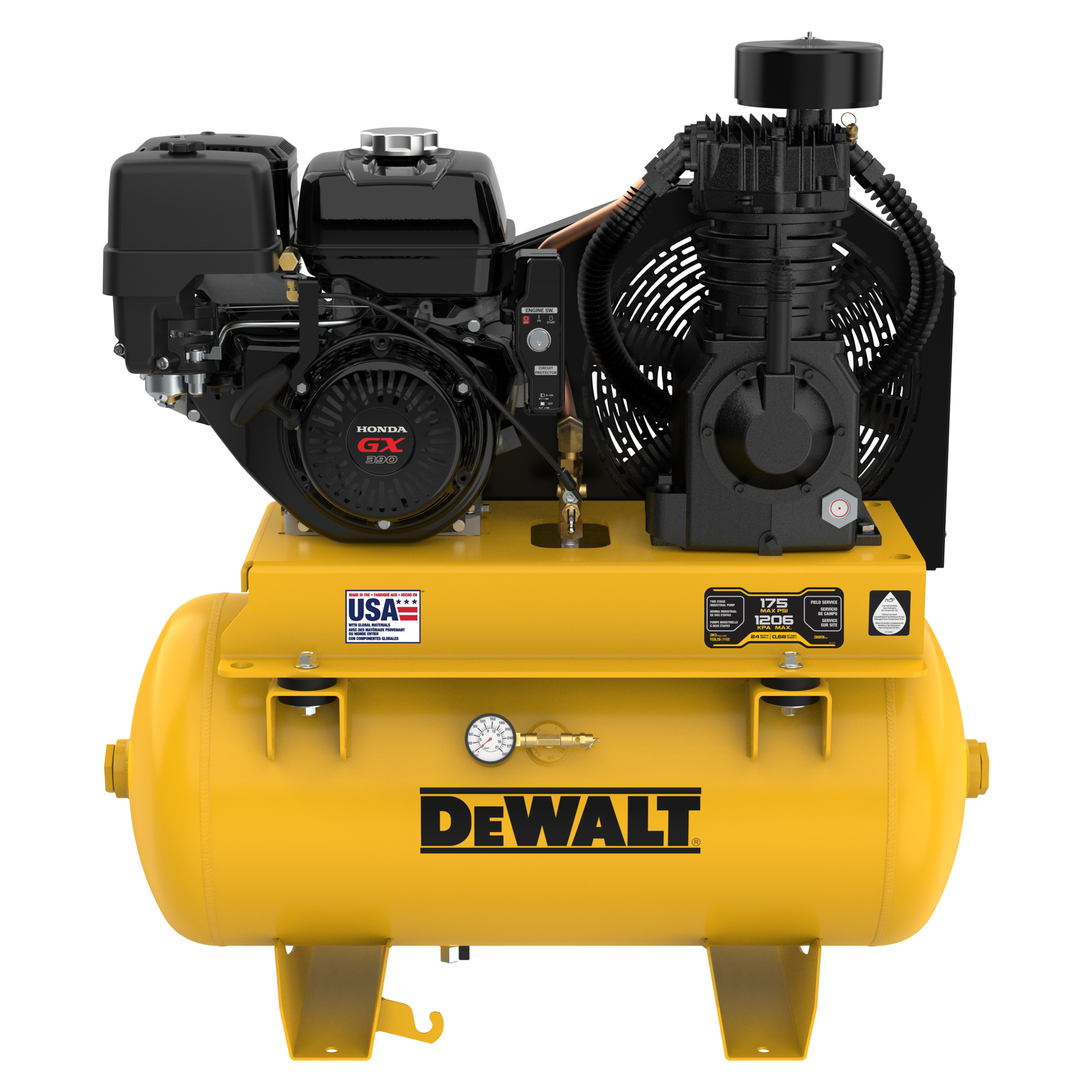 DEWALT Gas Powered Air Compressor, 13HP Honda, 30 Gallon, Truck Mount, Model# DXCMH1393077